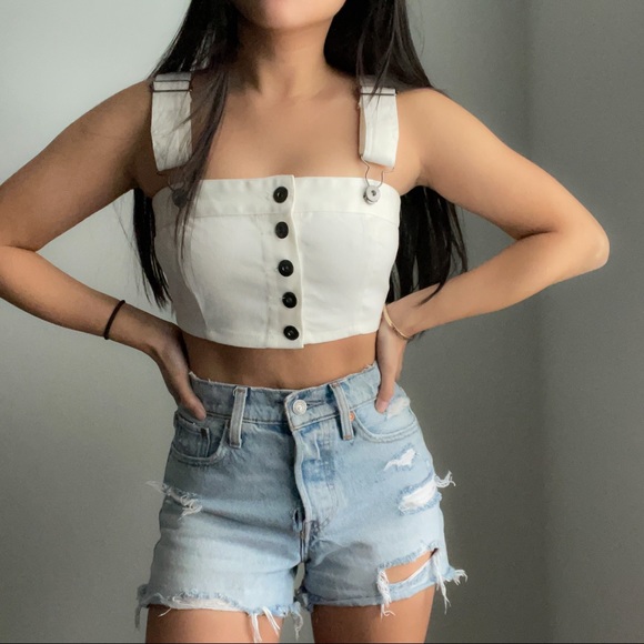 Pacsun White Denim Crop Top - Picture 4 of 11